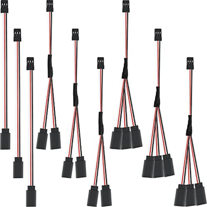 Eccliy 9 Pcs Servo Cable Set 3 Pin Rc, Compatible with Jst Jr Futaba - style: Mixed Style