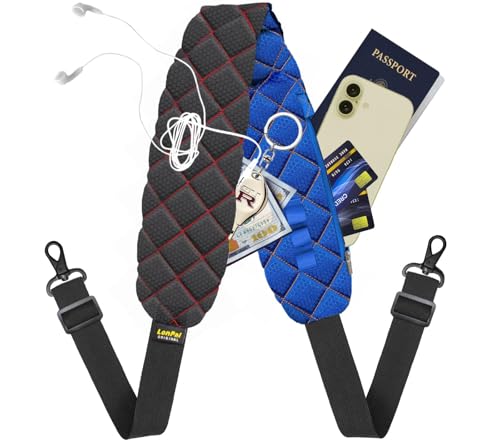 Anti-Theft Shoulder Bag Strap with RFID-Blocking Pockets - 170 Lbs - color: Blue