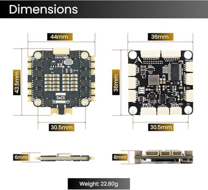 AERO SELFIE H743 Flight Controller with 60A 8 bit ESC 30x30 Stack: Supports 2-6S LiPo, Dual IMU, Compass, Barometer, Compatible with Betaflight, INAV, PX4, Ardupilot for FPV & Racing Drones