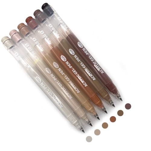 6 Colors 1.0mm Fine Pointed Acrylic Gel Pen Set,brown - color: Orange