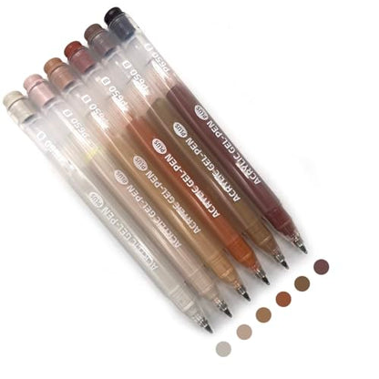 6 Colors 1.0mm Fine Pointed Acrylic Gel Pen Set,brown - color: Orange