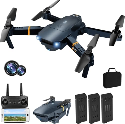 MOCVOO Drones with Camera for Adults, Foldable RC Quadcopter, Helicopter Toys, 1080P FPV Video Drone for Beginners, 2 Batteries, Carrying Case, One Key Start, Altitude Hold,Headless Mode,3D Flips - color: Blue 2