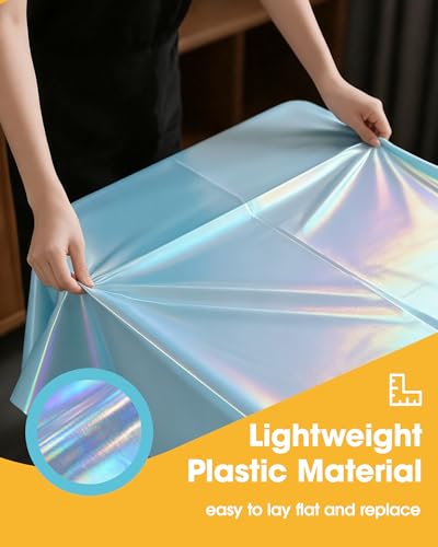 Niuara Iridescent Blue Plastic Table Cloth Disposable, 4 Pack, 54 x 108 in - color: Iridescent Blue, size: 54" x 108" - 4 Packs