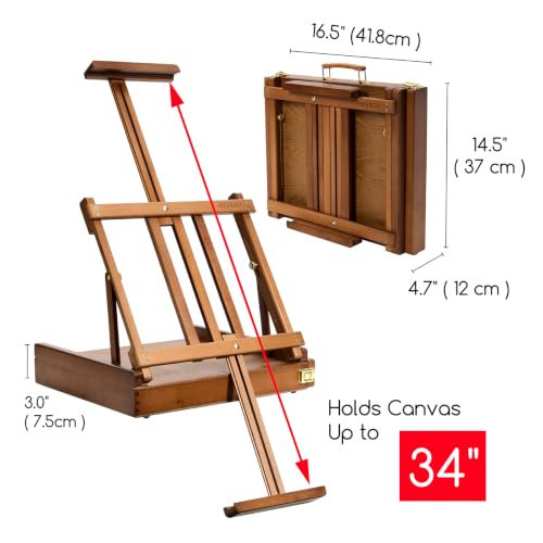 MEEDEN Portable Tabletop Easel for Painting: Artist Sketchbox - color: Walnut