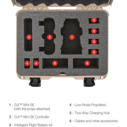 NANUK 910 Waterproof Hard Case with Foam Insert for DJI Mini SE Fly More Kit - Tan (910-MAVMSE0)