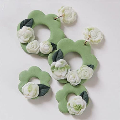 Flower Polymer Clay Molds, 2Pcs Polymer Clay Molds for Jewelry Making, Daisy Sunflower Rose Miniature Silicone Molds (13Flowers) - color: 13Flowers