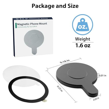 Magnetic Ring Holder Phone Mount for DJI Osmo Mobile 8P 8 7P 7 6 SE OM 5 4 - color: Black