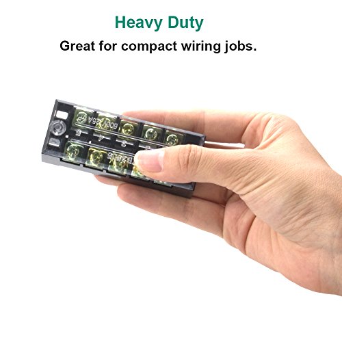 Terminal Block, 5 Circuits 600V 25A Dual Row Screw Terminal Strip, 5 Sets - size: 25A 5P+5pcs Jumpers