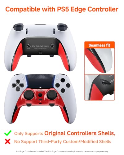 CHARM FOCUS Replacement Shell Set for PS-5 Edge Controller, TPE Grip Cover - color: Red