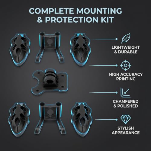 RC FPV Quadcopter Mounting Base Kit, 3D Printed Motor Camera Antenna Mounts for FPV Drone Protection Lightweight Frame Accessorie (Black)