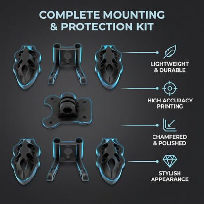 RC FPV Quadcopter Mounting Base Kit, 3D Printed Motor Camera Antenna Mounts for FPV Drone Protection Lightweight Frame Accessorie (Black)