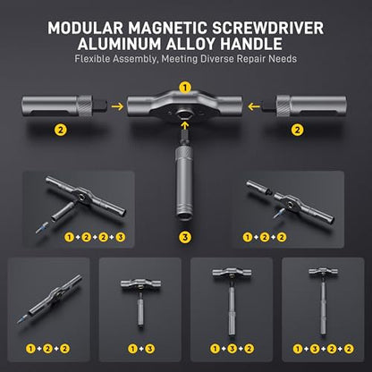 42 in 1 Magnetic Screwdriver Set, Multi Bit Ratcheting Screwdriver Set - color: Grey, size: 42 PCS
