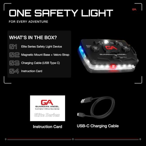 Guardian Angel Elite Safety Light - White Front & Blue/Yellow Rear - color: White/Blue/Yellow, size: 1-Pack