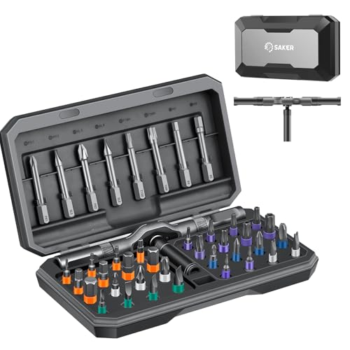 Saker 42-in-1 Magnetic Ratchet Screwdriver Set With T-Handle Grey - color: Grey