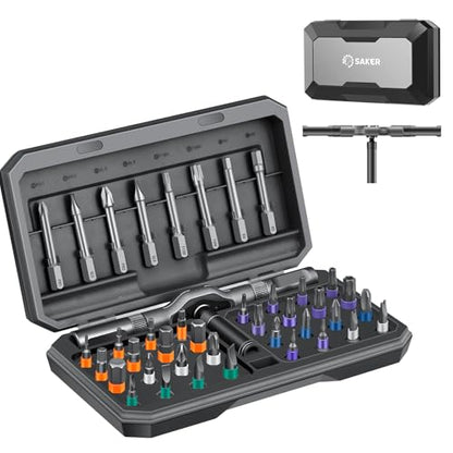 Saker 42-in-1 Magnetic Ratchet Screwdriver Set With T-Handle Grey - color: Grey