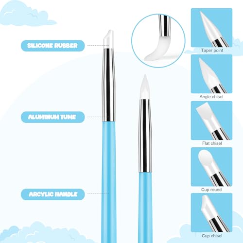 18 Pcs Dotting Tools Silicone Clay Sculpting Tool Ceramic Clay Ball Stylus Pottery Embossing Tool for Rock Modeling Blending, Drawing - color: Blue