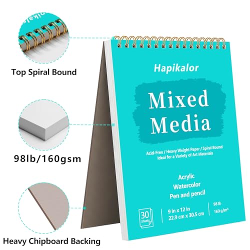 Mixed Media Sketchbook 9"x12" Multimedia Sketchbook, 30 Sheets Sketch Book - size: 9" x 12"