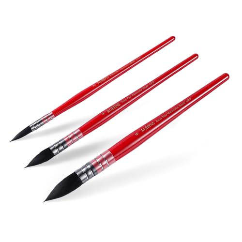 rubens Watercolor Paint Brush Set, 3 Pcs Synthetic Squirrel Paint Brushes - size: Silver Set-3