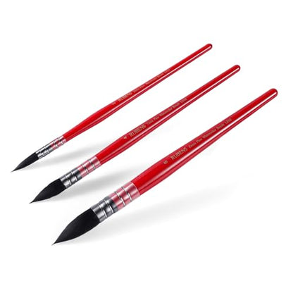 rubens Watercolor Paint Brush Set, 3 Pcs Synthetic Squirrel Paint Brushes - size: Silver Set-3