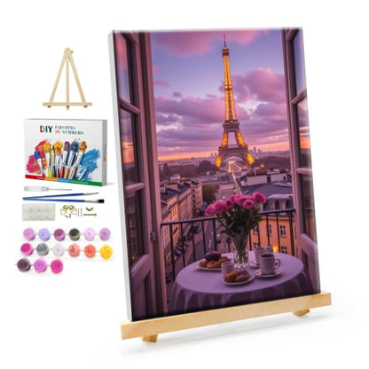 YOYA Framed Paint by Numbers Kit for Adults - Eiffel Tower Paint by Number - color: Eiffel Tower 037