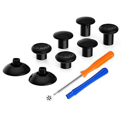 eXtremeRate ThumbsGear Interchangeable Thumbstick for Xbox Controller - Improve Comfort - Black 3 Height Domed & Concave Grips Ergonomic Adjustable Joystick for Xbox Seires X/S, for Xbox One S/X/Elite - color: Black
