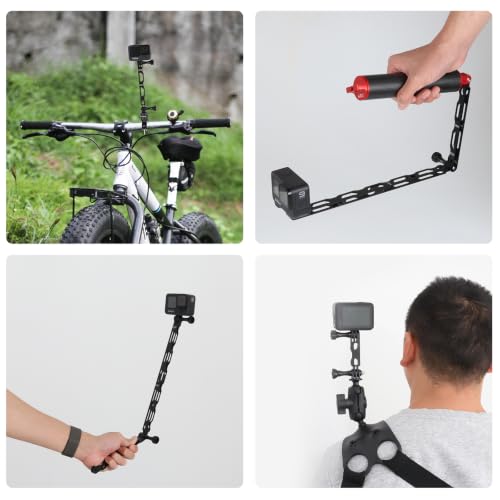 HSU All Aluminum Alloy Extension Arm Kit (11.8”/6.5”/3.3”) (Black, 7 Pcs) - color: Black