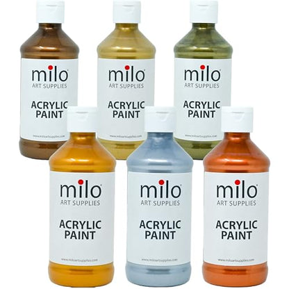 milo Metallic Acrylic Paint Set, 6 Metallic Colors, 8 oz Bottles - style: Metallic Set 6 x 8 oz