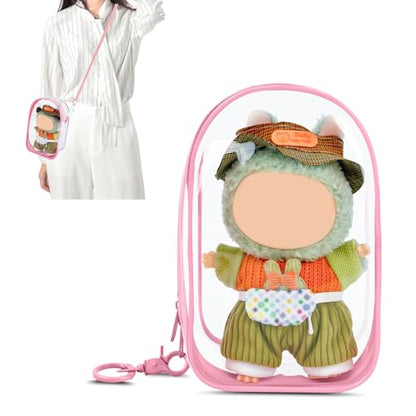 NZNDB Large Clear Figure Display Bag with Keychain Case Blind Box - color: Pink Standing