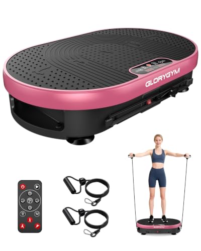 Vibration Plate Exercise Machine for Body Shaker Machine & Weight Loss, Shake Plate with Resistance Bands, 120 Speed Levels, Remote Control, Full Body Workout, Compact Home Gym Equipment - color: Pink, size: Small
