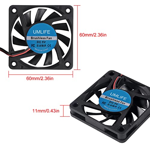 UMLIFE 60mm Fan, 4-Pack 5Volt 0.18A USB 60x60x10mm 6010 Brushless DC Computer CPU Heat Sink Cooling Cooler Fan 60mm x 10mm - color: 6010 5V USB