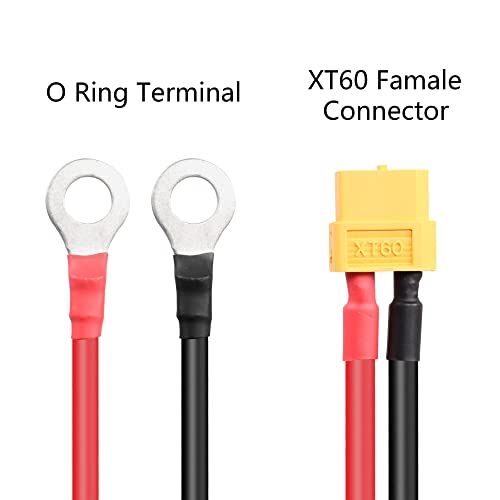 XT60 to O Ring Terminal Cable,XT60 Female to O Ring Connector Cable,with 1M 12AWG Silicon Wire,for RC Lipo Battery FPV Racing Drone(1M/3.3FT)