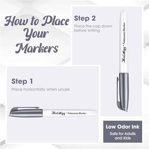 Motiskyy 12 Pcs Metallic Permanent Markers Fine Point, Gold Silver Copper - color: Gold Silver Copper
