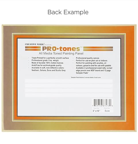 Paramount Pro-Tones All-Media Toned Canvas Panels 3-Pack - Triple-Primed 100% Cotton Canvas, Non-Reflective Colors - Dune 6x8 - color: Dune, size: 6x8"
