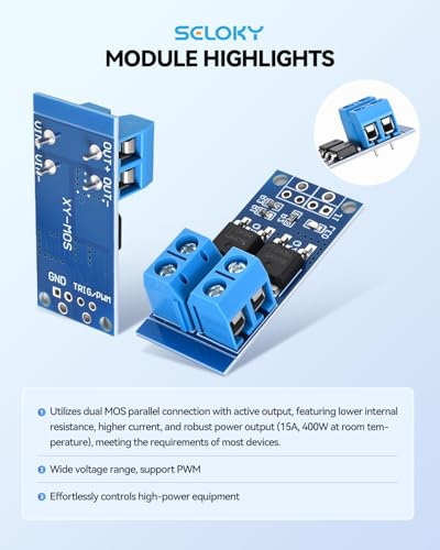 6PCS Dual High-Power MOSFET Trigger Switch Drive Module 0-20KHz PWM Adjustment Electronic Switch Control Board Motor Speed Controller Lamp Brightness Control, DC 5V-36V 400W, 15A (Max 30A) - style: 6PCS