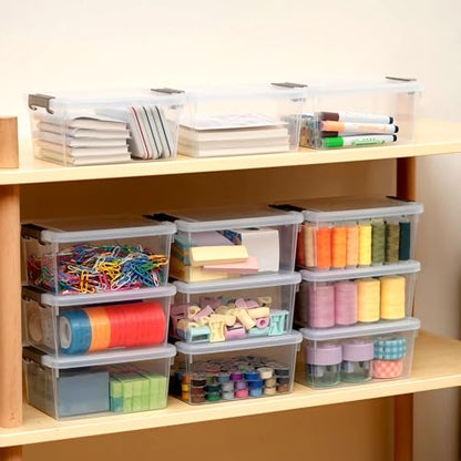 Citylife 30Packs 1.3Qt Small Storage Bins with Lids,Stackable Clear - color: Clear White, size: 1.3 QT(30 Pack)