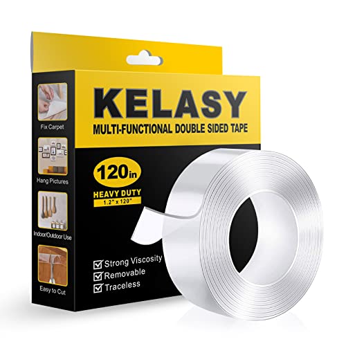 Kelasy Nano Double Sided Tape Heavy Duty,Strong Sticky Mounting Tape 120IN - size: 120 Inch x 1.2 Inch