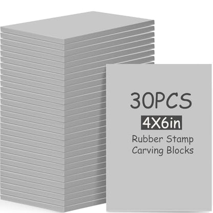 Frienda 30 Pcs 4" x 6" Rubber Linoleum Block for Printmaking, Grey - color: Grey