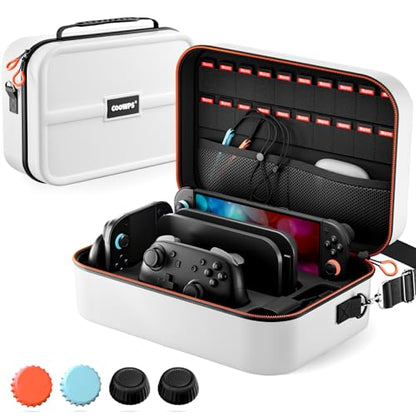 COOWPS for Nintendo Switch 2 Case, 4Pcs Thumb Grips, Protection Travel Case - color: White