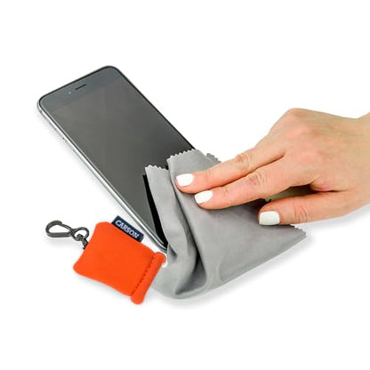 Carson Stuff-It Microfiber Lens Cloth Cleaning System for Eyeglasses, Smartphones, Tablets, Optics, Lenses, Cameras and More - color: Orange