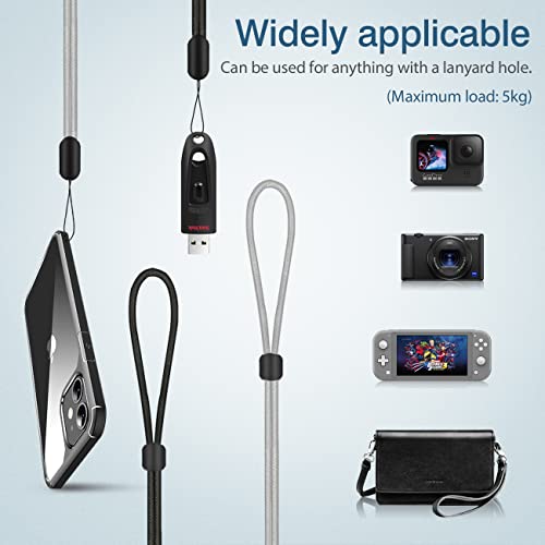 Hand Wrist Strap Lanyard 6 Pack 8inch, Adjustable Nylon Wristlet Keychain - color: Black&gray, size: 8 inches