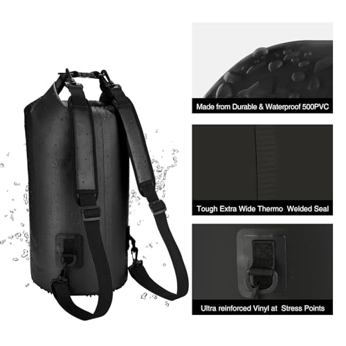 Piscifun Dry Bag, Waterproof Floating Backpack 10L/20L/30L/40L - color: Black, style: 10l