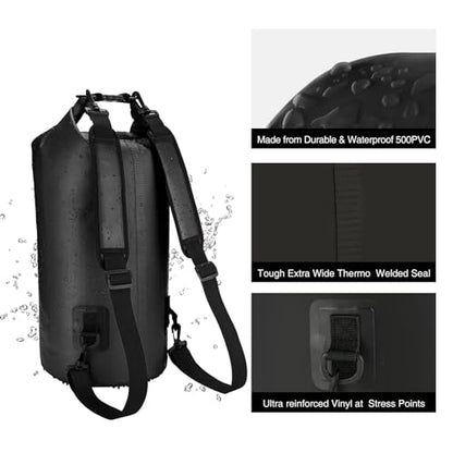 Piscifun Dry Bag, Waterproof Floating Backpack 10L/20L/30L/40L - color: Black, style: 10l