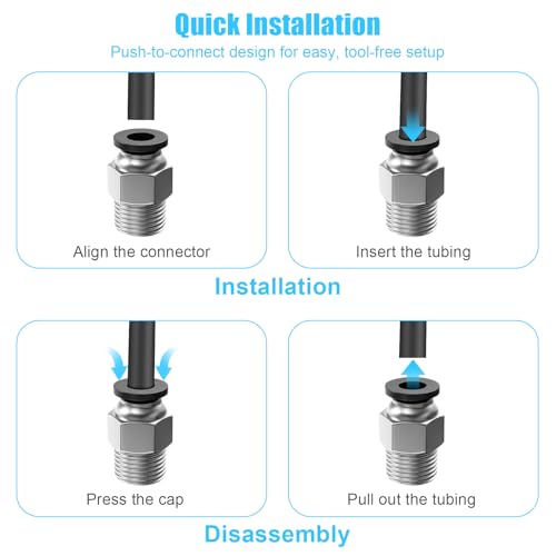10PCS PC4-M10 PTFE Tube Connector Fittings, Bowden Coupler for 3D Printer