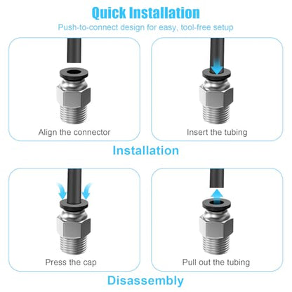 10PCS PC4-M10 PTFE Tube Connector Fittings, Bowden Coupler for 3D Printer
