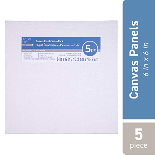 5 Pack 6" x 6" Value Canvas Panel by Artist's Loft - size: 6" x 6"