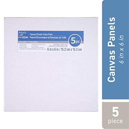 5 Pack 6" x 6" Value Canvas Panel by Artist's Loft - size: 6" x 6"