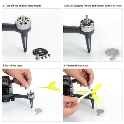 Buddy RC Motor Prop Adapter Set for DJI FPV Drone, Aluminium Propellers Adapter Mounts Set with M5 Mounting Hole for 5.2 Inch FPV Props（4PCS）
