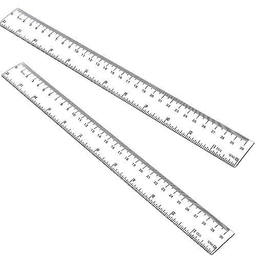 Plastic Ruler, 12 Inch Clear Plastic Ruler, Centimeter, Millimeter and Inches, Pack of 2