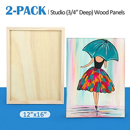 Falling in Art 2 Pack 12x16 Unfinished Birch Wood Panels Kit for Painting - size: 12*16 2-pack