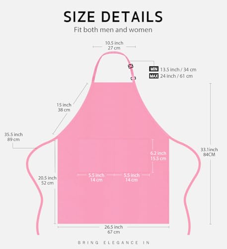 Syntus Apron for Men Women, Adjustable Cooking Kitchen Apron with 2 Pockets - color: Hot Pink, style: 2 Polyester
